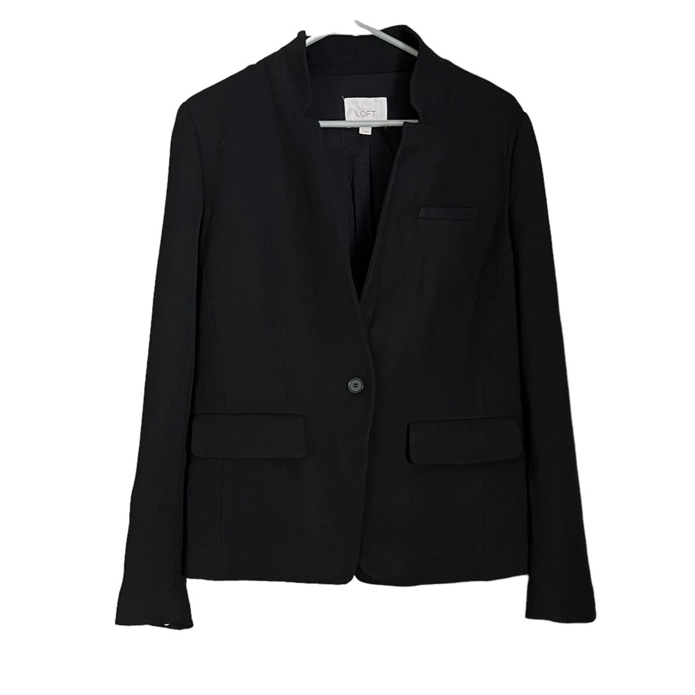 LOFT Black Notchless Single-Button Blazer